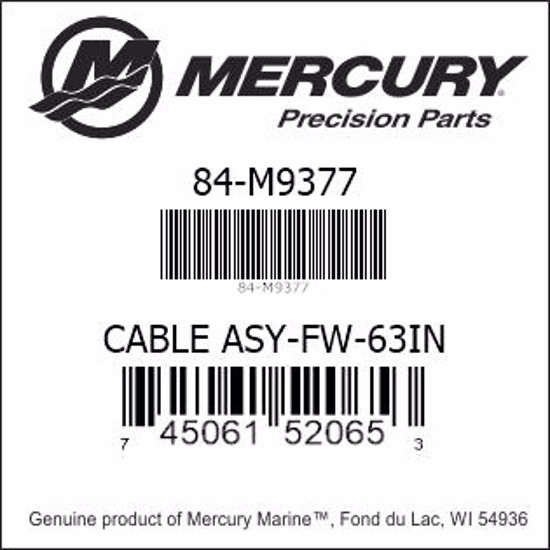 Bar codes for Mercury Marine part number 84-M9377