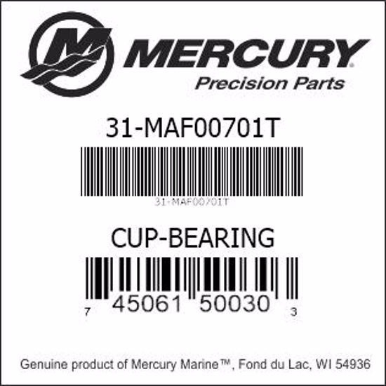 Bar codes for Mercury Marine part number 31-MAF00701T