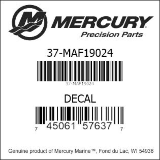 Bar codes for Mercury Marine part number 37-MAF19024