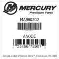 Bar codes for Mercury Marine part number MAR00202