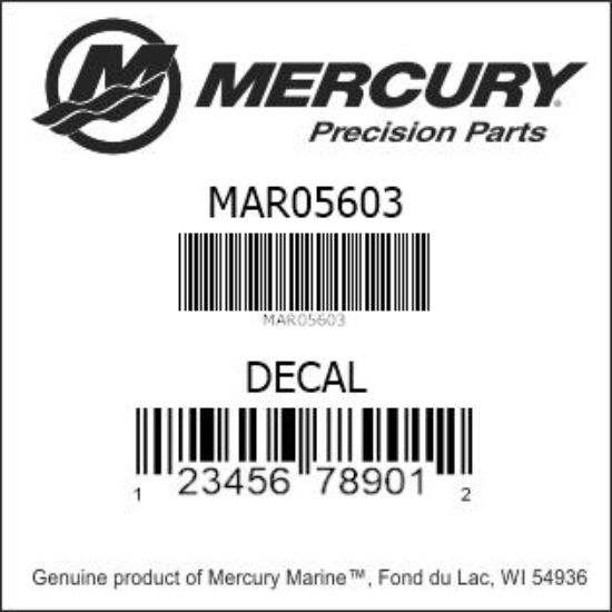 Bar codes for Mercury Marine part number MAR05603