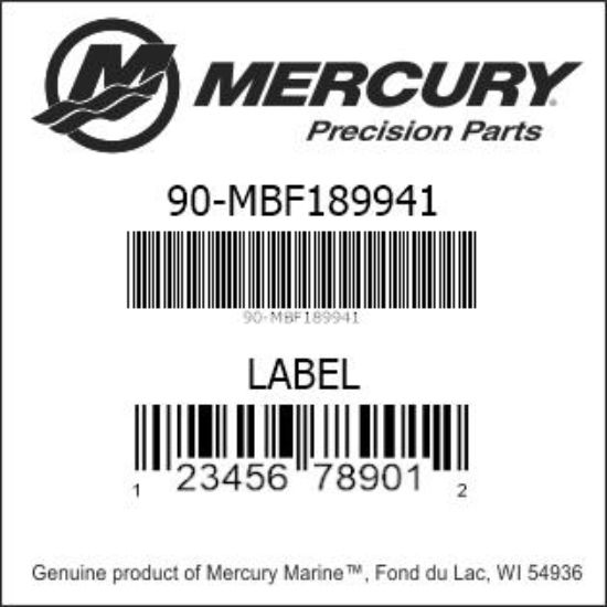 Bar codes for Mercury Marine part number 90-MBF189941