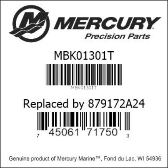 Bar codes for Mercury Marine part number MBK01301T