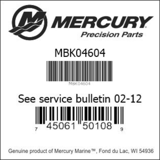 Bar codes for Mercury Marine part number MBK04604