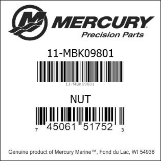 Bar codes for Mercury Marine part number 11-MBK09801