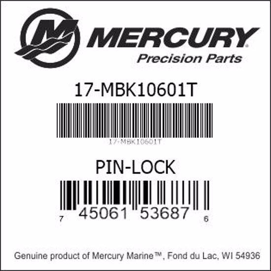Bar codes for Mercury Marine part number 17-MBK10601T