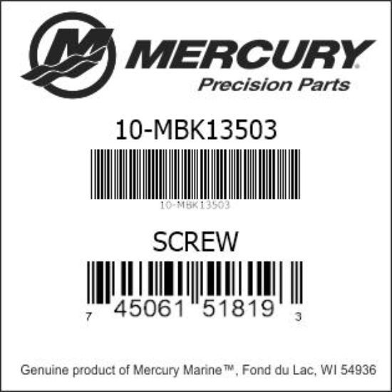 Bar codes for Mercury Marine part number 10-MBK13503