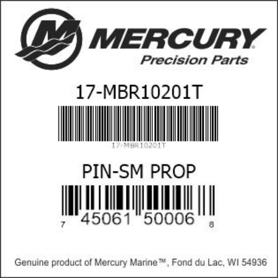 Bar codes for Mercury Marine part number 17-MBR10201T