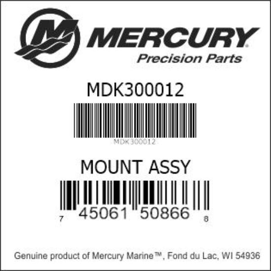 Bar codes for Mercury Marine part number MDK300012