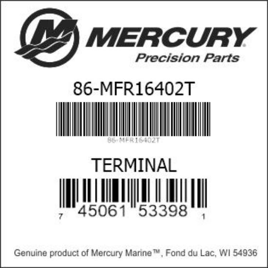 Bar codes for Mercury Marine part number 86-MFR16402T