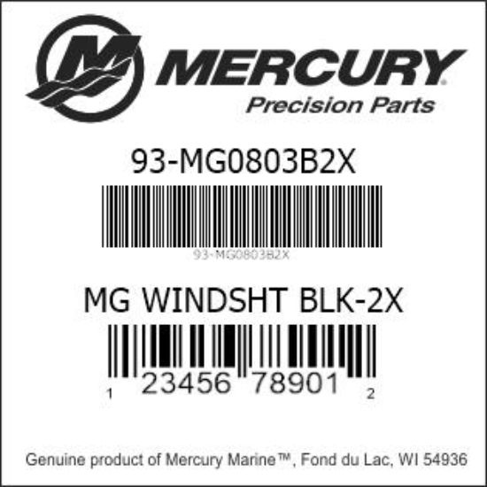 Bar codes for Mercury Marine part number 93-MG0803B2X
