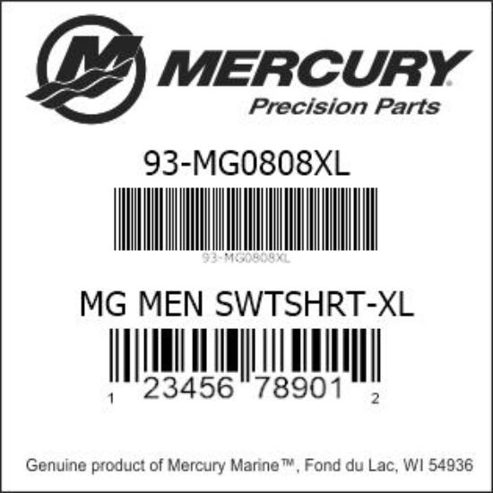 Bar codes for Mercury Marine part number 93-MG0808XL