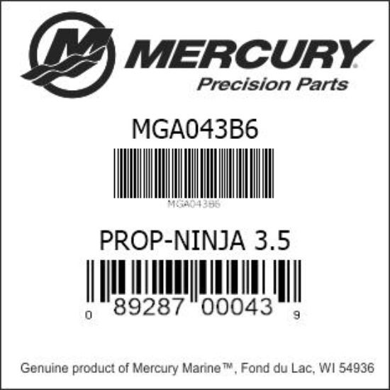 Bar codes for Mercury Marine part number MGA043B6