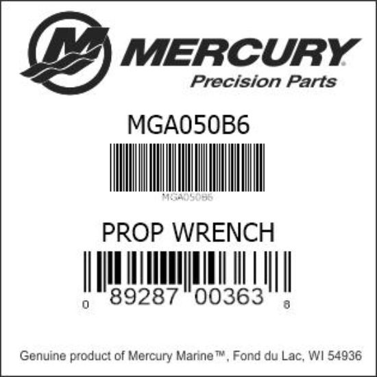 Bar codes for Mercury Marine part number MGA050B6