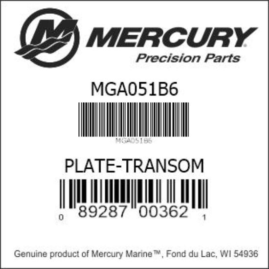Bar codes for Mercury Marine part number MGA051B6