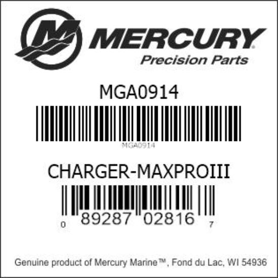 Bar codes for Mercury Marine part number MGA0914