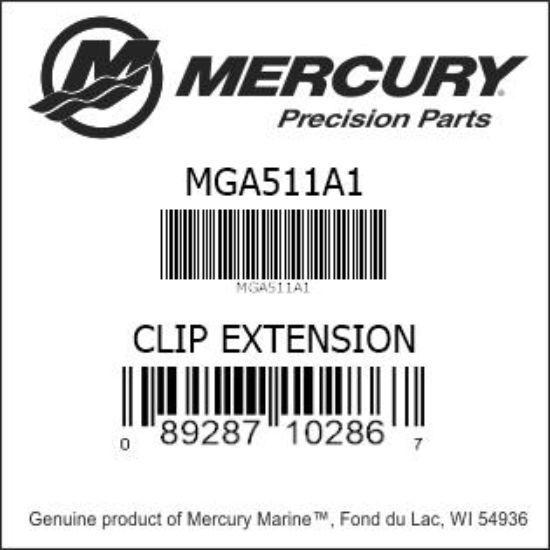 Bar codes for Mercury Marine part number MGA511A1