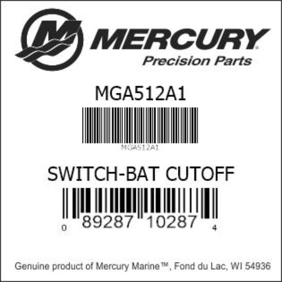 Bar codes for Mercury Marine part number MGA512A1