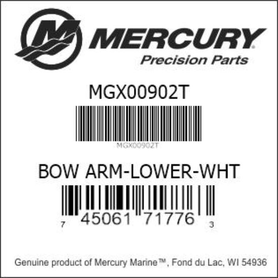 Bar codes for Mercury Marine part number MGX00902T