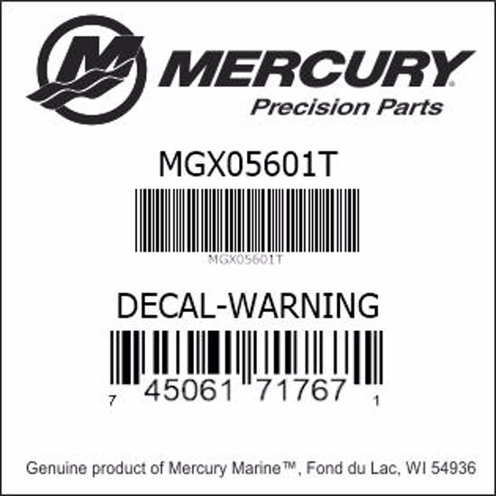 Bar codes for Mercury Marine part number MGX05601T