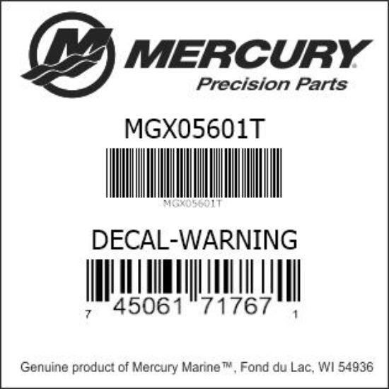 Bar codes for Mercury Marine part number MGX05601T