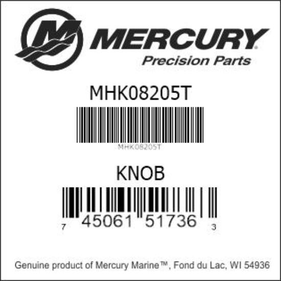 Bar codes for Mercury Marine part number MHK08205T