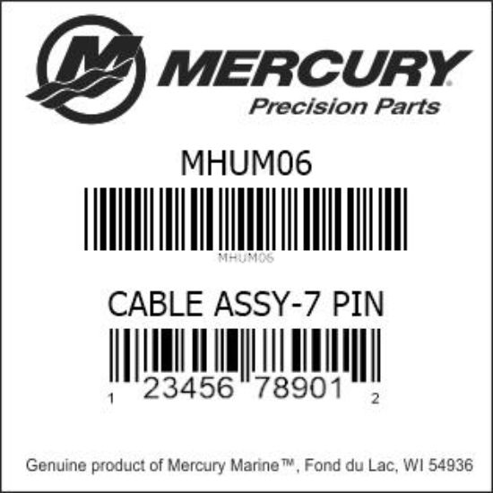 Bar codes for Mercury Marine part number MHUM06