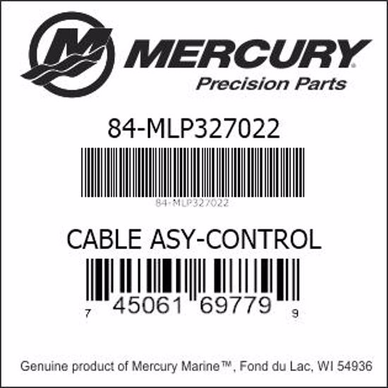 Bar codes for Mercury Marine part number 84-MLP327022