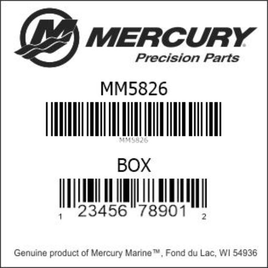 Bar codes for Mercury Marine part number MM5826