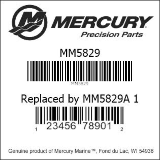 Bar codes for Mercury Marine part number MM5829