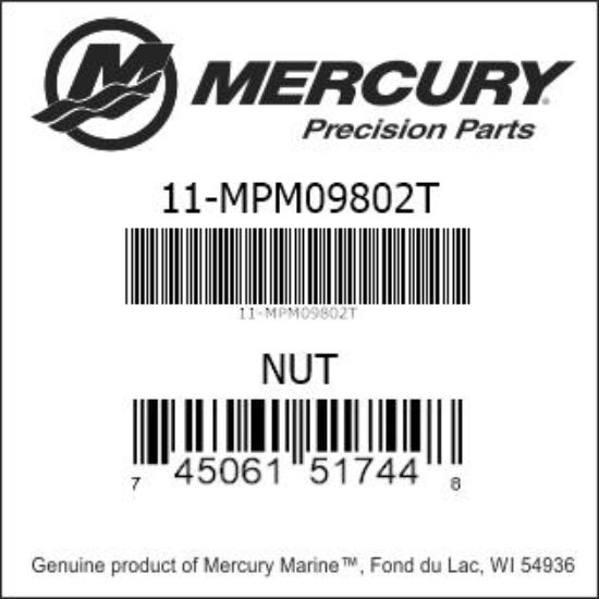 Bar codes for Mercury Marine part number 11-MPM09802T
