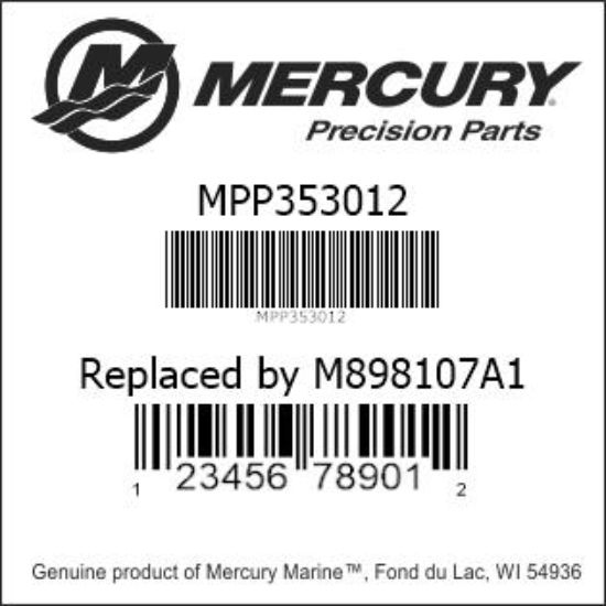 Bar codes for Mercury Marine part number MPP353012
