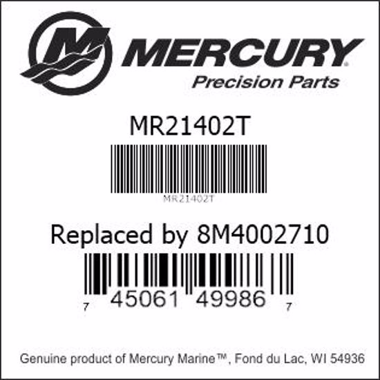 Bar codes for Mercury Marine part number MR21402T