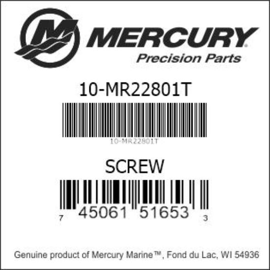 Bar codes for Mercury Marine part number 10-MR22801T