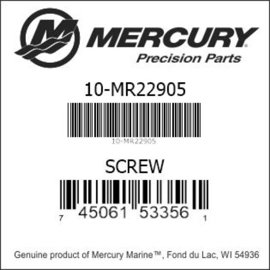 Bar codes for Mercury Marine part number 10-MR22905