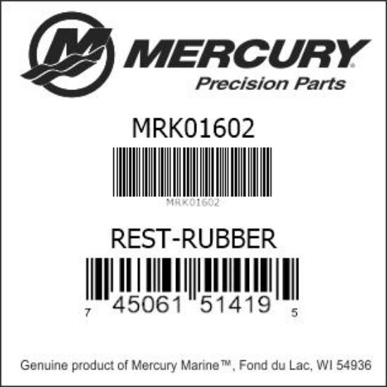 Bar codes for Mercury Marine part number MRK01602