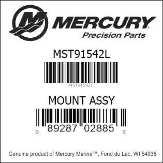 Bar codes for Mercury Marine part number MST91542L