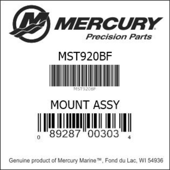 Bar codes for Mercury Marine part number MST920BF