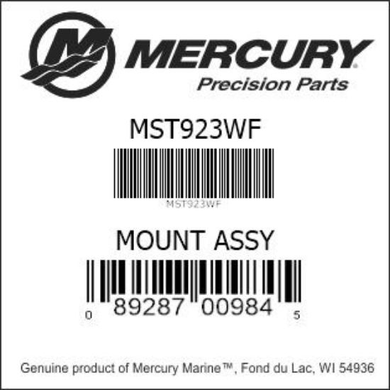 Bar codes for Mercury Marine part number MST923WF