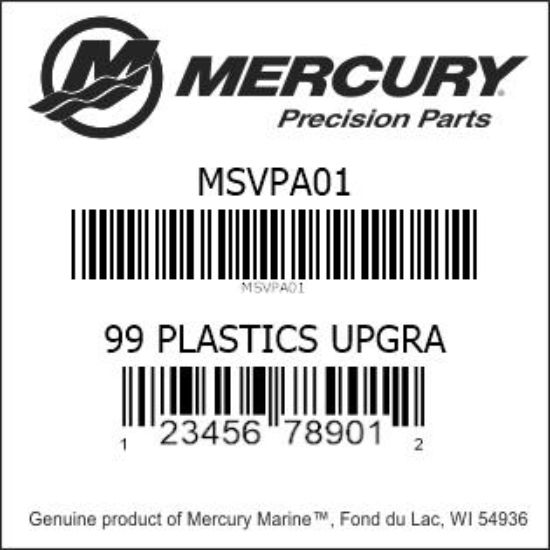 Bar codes for Mercury Marine part number MSVPA01