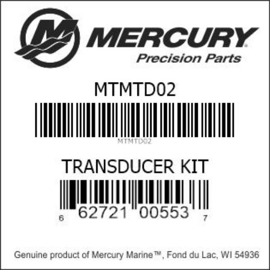 Bar codes for Mercury Marine part number MTMTD02