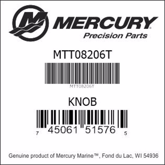 Bar codes for Mercury Marine part number MTT08206T
