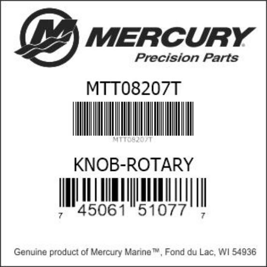 Bar codes for Mercury Marine part number MTT08207T