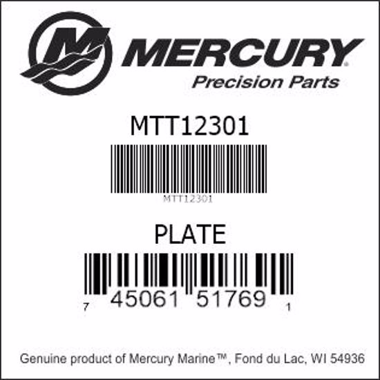 Bar codes for Mercury Marine part number MTT12301