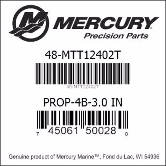 Bar codes for Mercury Marine part number 48-MTT12402T
