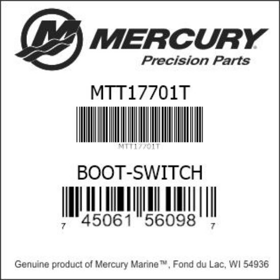 Bar codes for Mercury Marine part number MTT17701T