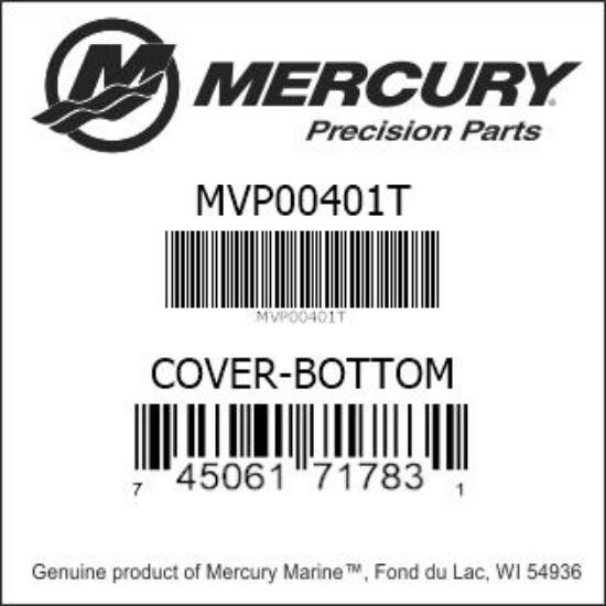 Bar codes for Mercury Marine part number MVP00401T