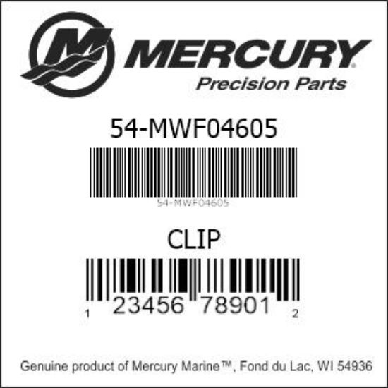 Bar codes for Mercury Marine part number 54-MWF04605