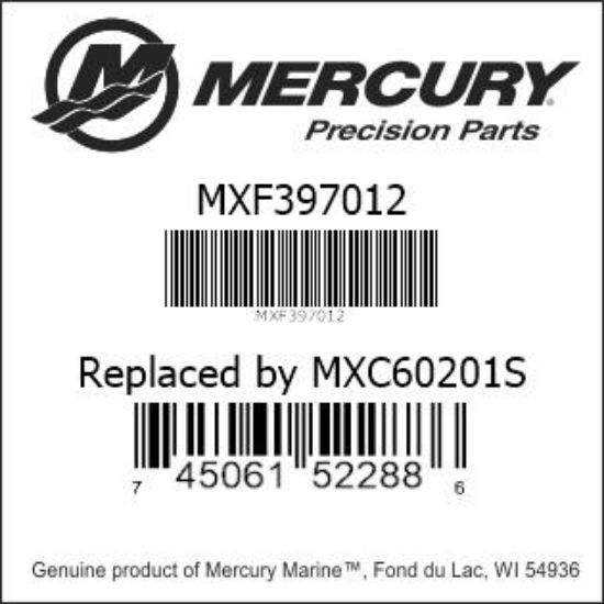 Bar codes for Mercury Marine part number MXF397012