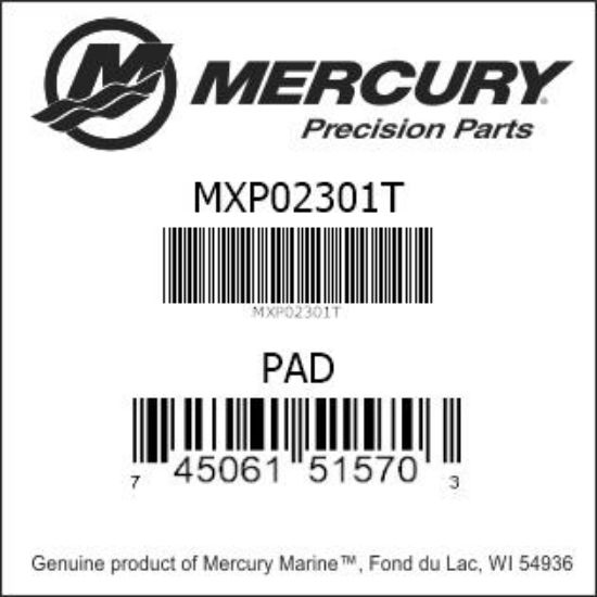 Bar codes for Mercury Marine part number MXP02301T